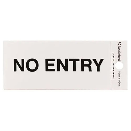 SANDLEFORD SIGNS SELF ADHESIVE 100x50mm No Entry
